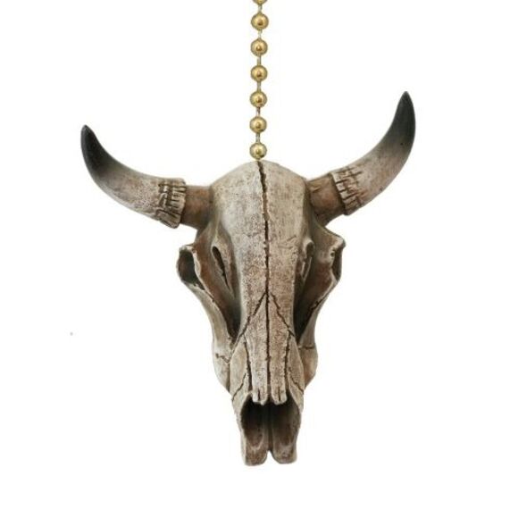 Ceiling Fan Pull Western Steer Skull Cow Head Skeleton Fan or Light Pull Chain - Picture 1 of 4